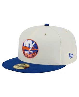 New Era Men's White New York Islanders Chrome Two-Toned 59FIFTY Fitted Hat