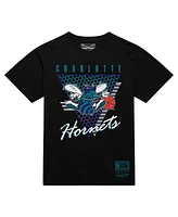 Mitchell & Ness Men's Black Charlotte Hornets Worldwide Collection Tri-Logo T-Shirt