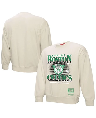 Mitchell & Ness Women's Cream Boston Celtics Oversprayed Pullover Sweatshirt