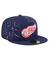 New Era Men's Navy Detroit Red Wings Americana Fireworks 59FIFTY Fitted Hat