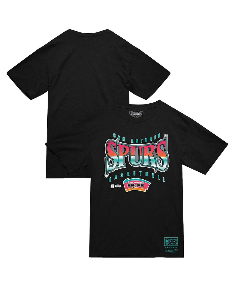 Mitchell & Ness Men's Black San Antonio Spurs Worldwide Collection Glow Up T-Shirt