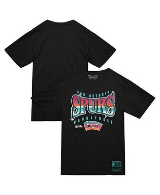 Mitchell & Ness Men's Black San Antonio Spurs Worldwide Collection Glow Up T-Shirt