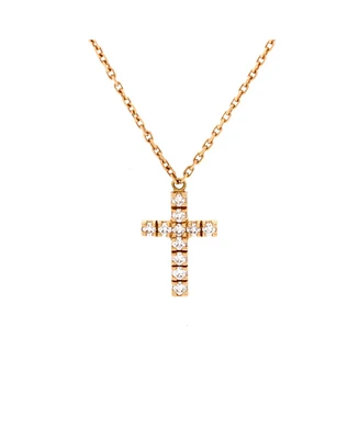 Pre-Owned Cartier Cross Pendant Necklace 18K Rose Gold with Diamonds