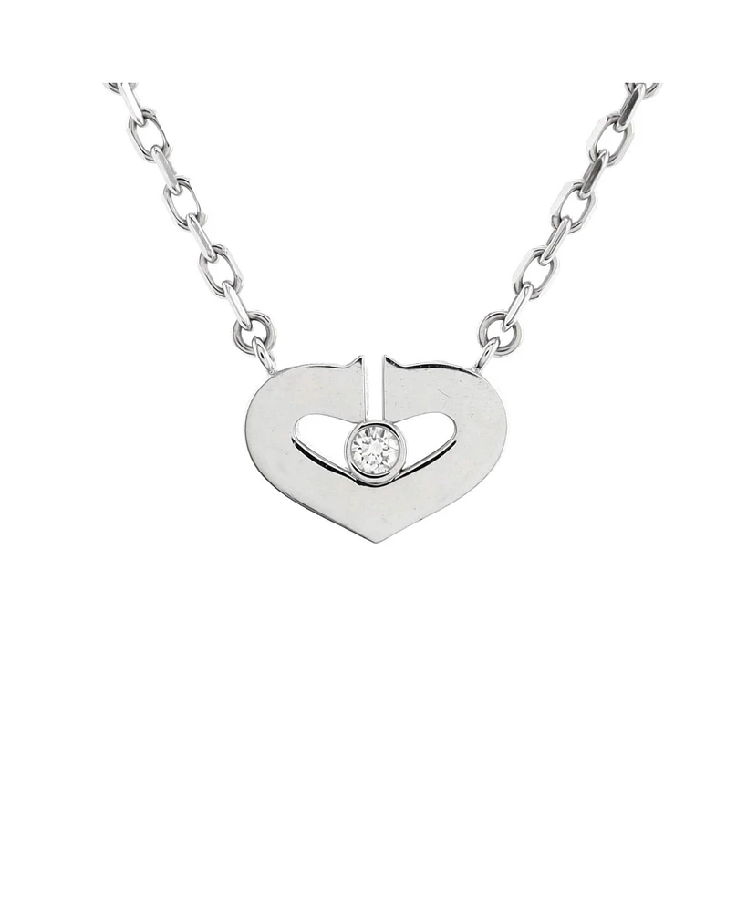 Pre-Owned Cartier Xs C Heart de Cartier Pendant Necklace 18K White Gold with Diamond