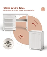 Folding Sewing Craft Table Shelf Storage Cabinet Home Furniture