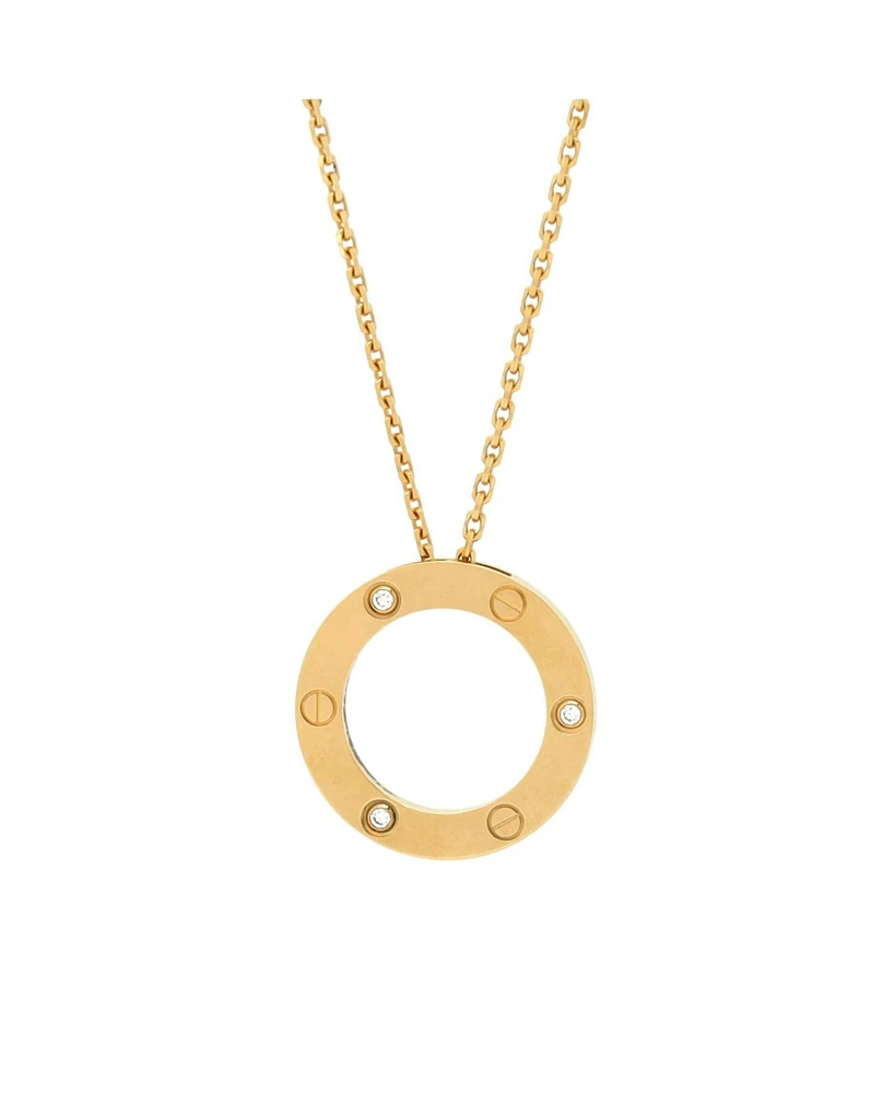 Pre-Owned Cartier 3 Diamonds Love Pendant Necklace 18K Gold and Diamonds