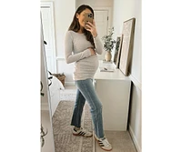 Pinkblush Maternity Heather Grey Soft Knit Ruched Top