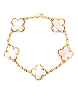 Pre-Owned Van Cleef & Arpels Vintage Alhambra 5 Motifs Bracelet 18K Gold and Mother of Pearl