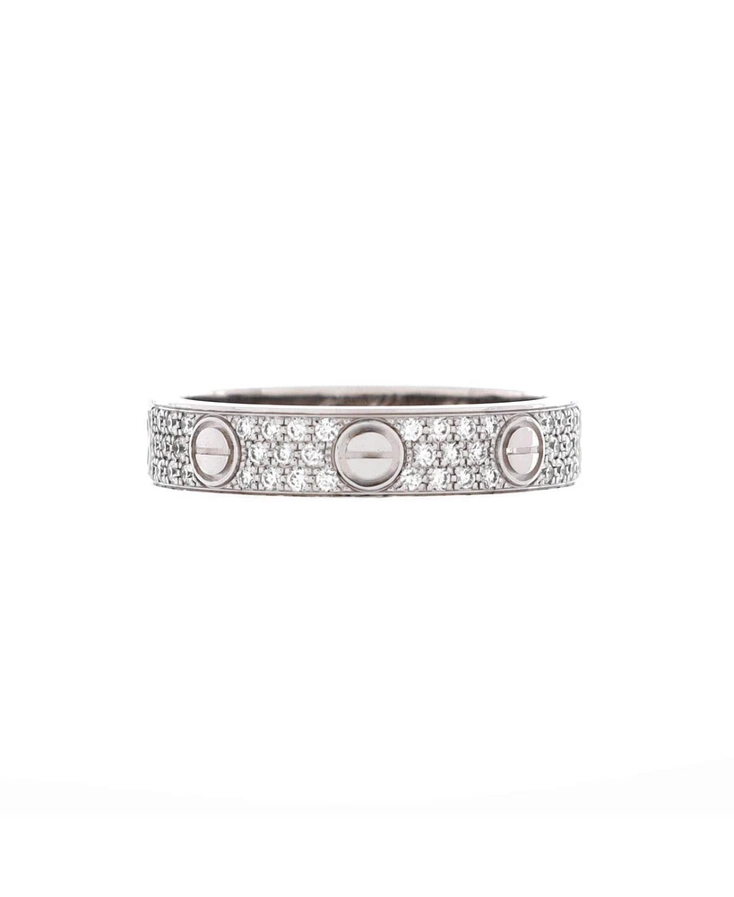 Pre-Owned Cartier Love Wedding Band Pave Diamonds Ring 18K White Gold and Diamonds