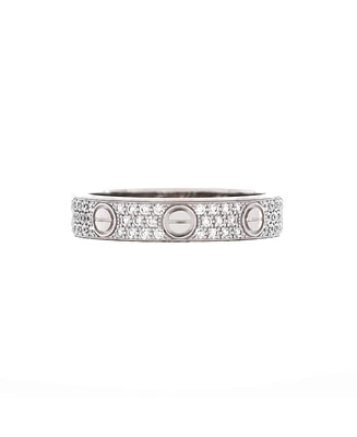Pre-Owned Cartier Love Wedding Band Pave Diamonds Ring 18K White Gold and Diamonds