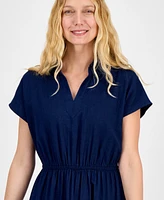 Style & Co Women's Indigo Cotton Gauze Popover Shirt Dress, Exclusively at Macy's