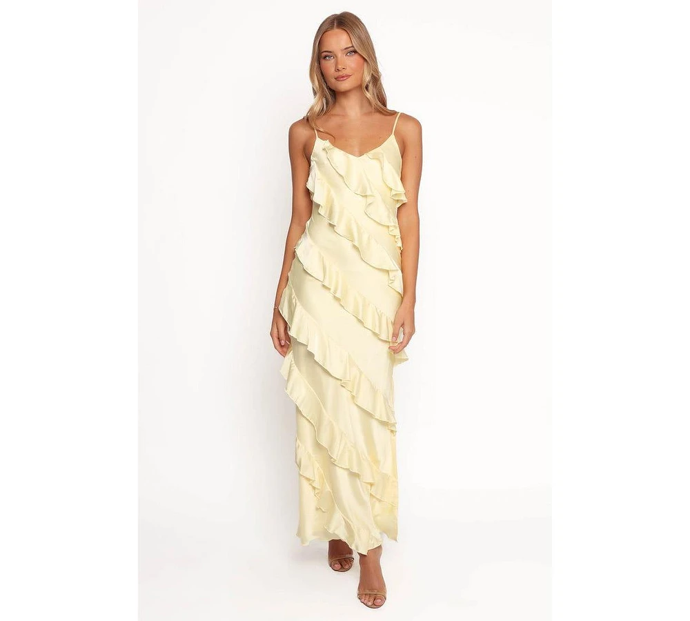 Petal and Pup Women's Ciao Ruffles Maxi Satin Dress