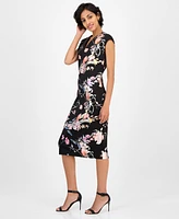 Connected Petite Floral Scuba Crepe Sheath Dress