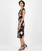 Connected Women's Floral Ponte-Knit Sheath Dress