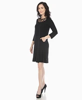 White Mark Women's Criss Cross Neckline A-line Dress