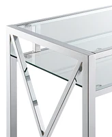 Convenience Concepts Oxford Chrome 42 inch Desk with Shelf
