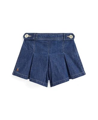 Polo Ralph Lauren Toddler and Little Girls Pleated Indigo Denim Shorts