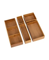 Seville Classics 5-Piece Bamboo Storage Box Set with Dividers