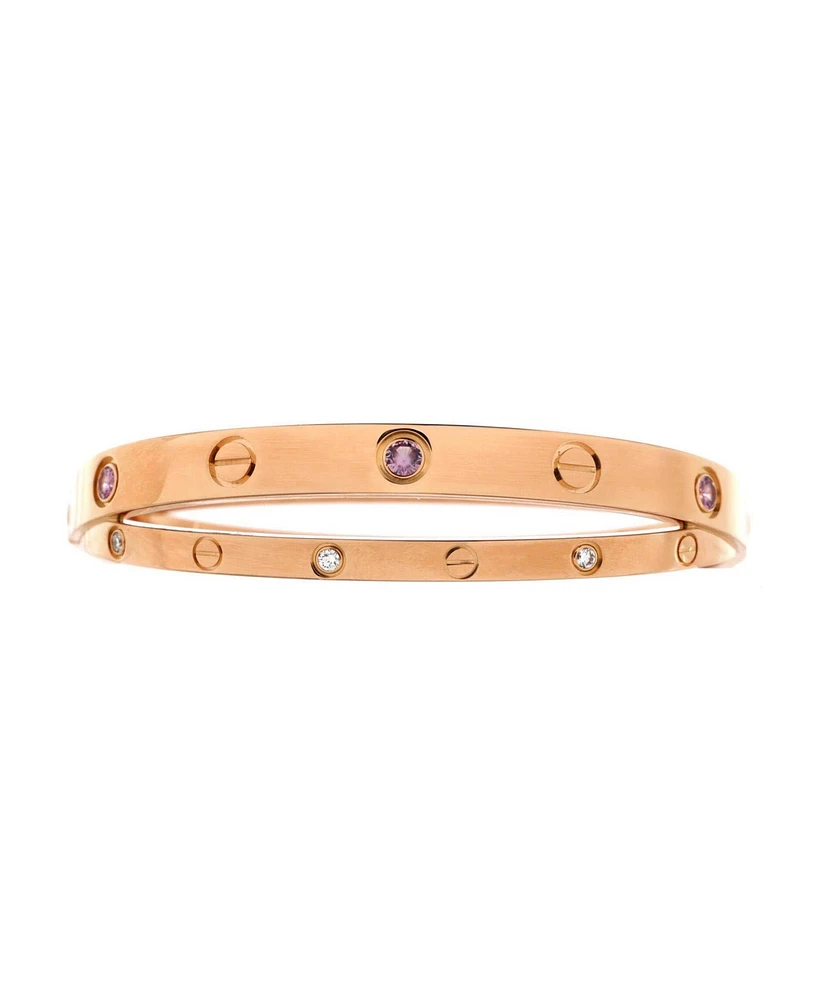 Pre-Owned Cartier Double Love Bracelet 18K Rose Gold with Pink Sapphires and Diamonds