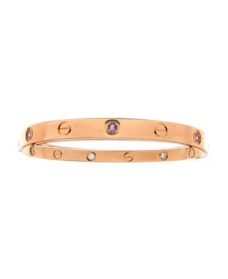 Pre-Owned Cartier Double Love Bracelet 18K Rose Gold with Pink Sapphires and Diamonds