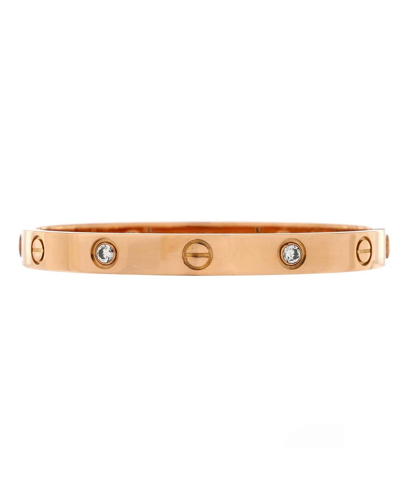 Pre-Owned Cartier Love 4 Diamond Bracelet 18K Rose Gold with Diamonds