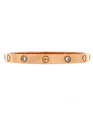 Pre-Owned Cartier Love 4 Diamond Bracelet 18K Rose Gold with Diamonds