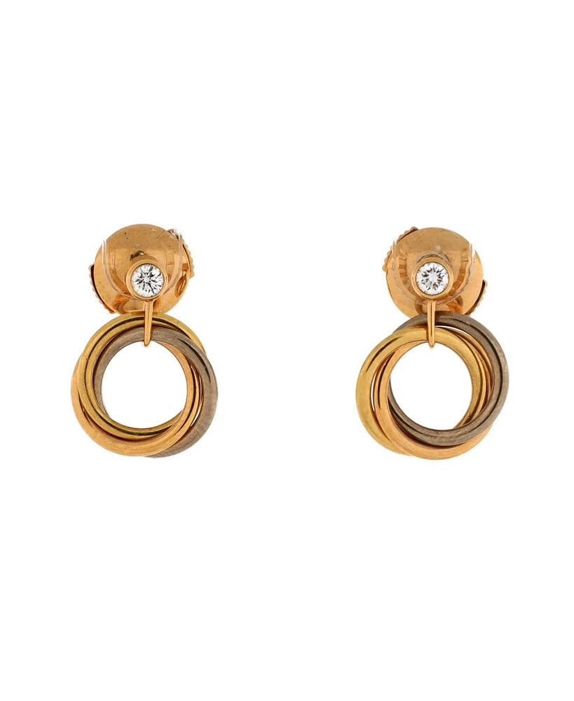 Pre-Owned Cartier Trinity Dangle Earrings 18K Tricolor Gold with Diamond