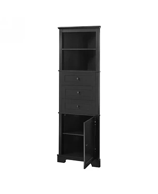 Casainc 68.9"H Triangle Tall Cabinet with 3 Drawers and Adjustable Shelves for Bathroom/Living Room