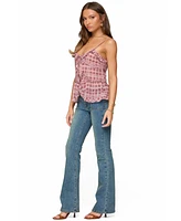 Edikted Women's Chiffon Printed Tie Front Ruffle Top