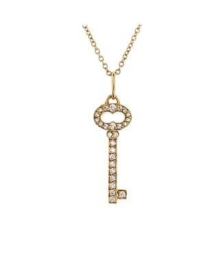Pre-Owned Tiffany & Co. Mini Vintage Oval Key Pendant Necklace 18K Gold with Diamonds