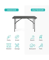 Best Choice Products 4ft Plastic Folding Table, Indoor Outdoor Heavy Duty Portable w/ Handle