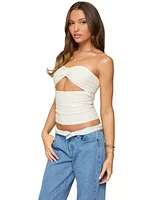 Edikted Women's Textured Knit Strapless Cutout Top