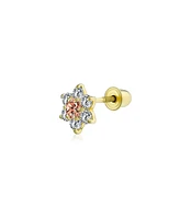 Bling Jewelry Flower Screw Back Cz Stud Cartilage 1 Piece Earring Real 14K Solid Gold