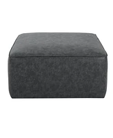 Modern Faux Leather Ottoman Square Footrest with Foam Cushion Modular Sectional for Living Room Seating or Coffee Table Use-The Pop Home