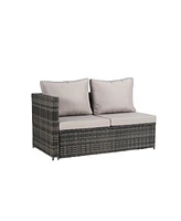 6-Piece Outdoor Patio Sectional Sofa Set with Glass Table