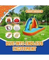 Banzai Gushing Geyser Water-Spraying Inflatable Pool Water Park Set, Multicolor