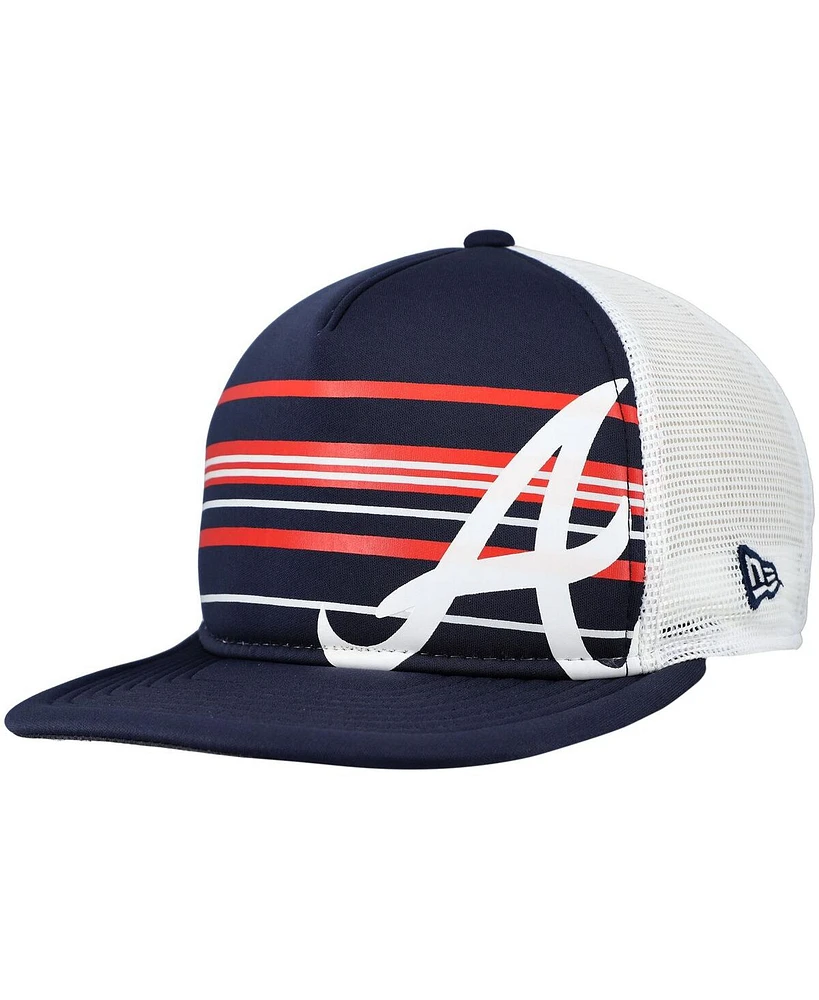 New Era Men's Navy Atlanta Braves A-Frame Trucker 9FIFTY Snapback Hat