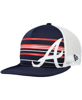 New Era Men's Navy Atlanta Braves A-Frame Trucker 9FIFTY Snapback Hat