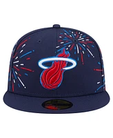 New Era Men's Navy Miami Heat Americana Fireworks 59FIFTY Fitted Hat