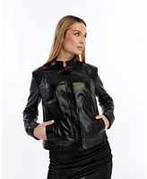 Furniq Uk Women's Leather Bomber Jacket, Created for Macy s