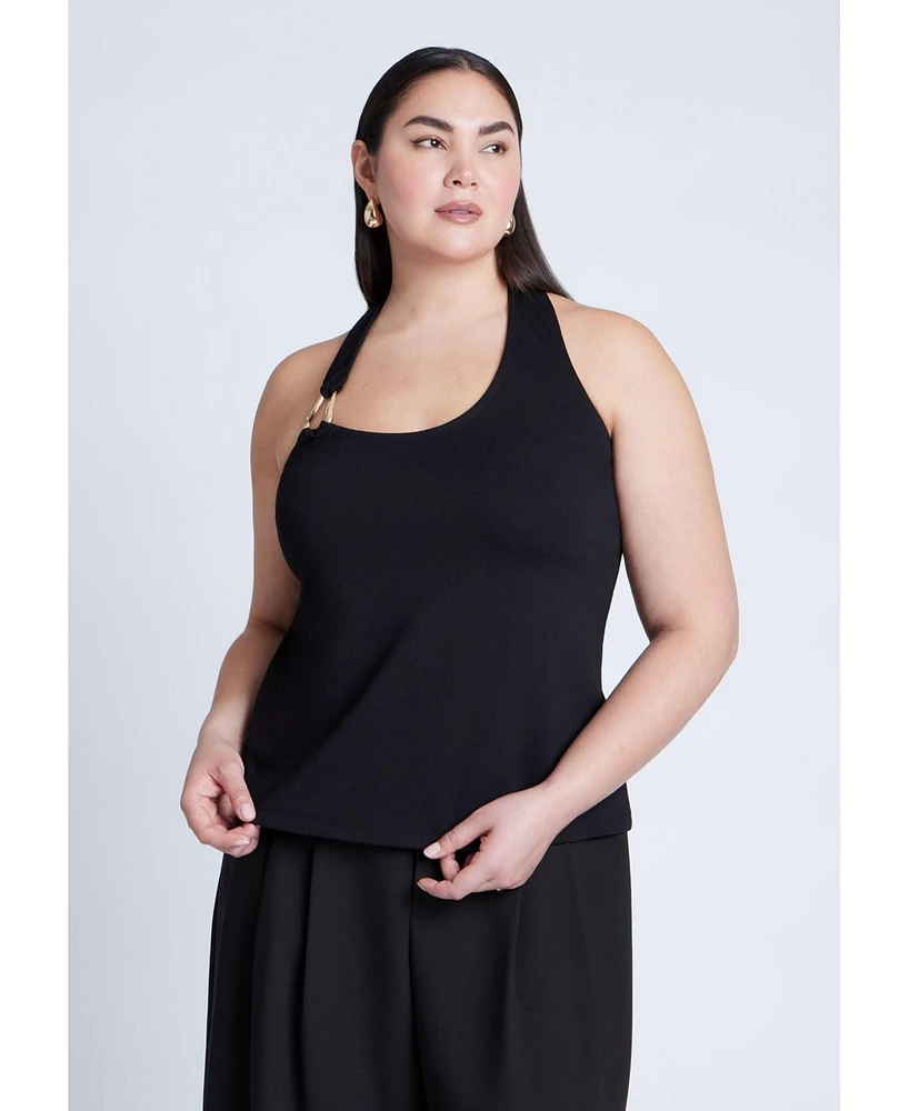 Eloquii Plus Asym Halter With Hardware Detail