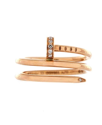 Pre-Owned Cartier Small Juste un Clou Double Ring 18K Rose Gold and Diamonds