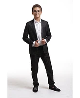 Elie Balleh Boys Black Slim Fit Diamond Dots Blazer