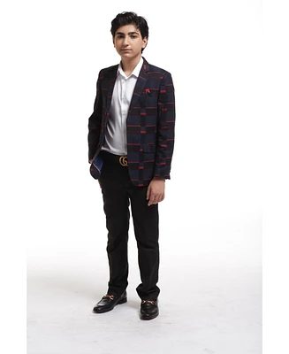 Elie Balleh Toddler Black Slim Fit Slim Fit Checked Blazer