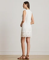 Lauren Ralph Women's Eyelet Denim Sleeveless Shift Dress