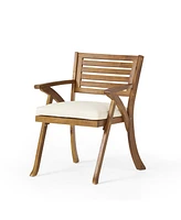 5-Piece Acacia Wood Dining Set With Cushions
