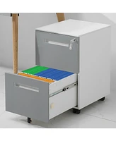 3 Drawer Mobile Locking File Cabinet, Rolling Filing Cabinet for Letter/A4 Size With 5 Wheels, Grey