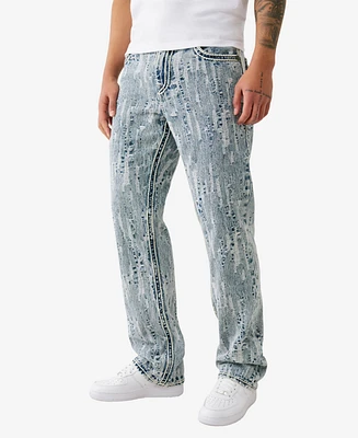 True Religion Men's Ricky Distressed Jacquard Rope Jeans