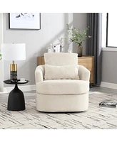 Swivel Barrel Chair, Comfy Round Accent Sofa Chair for Living Room, 360 Degree Swivel Barrel Club Chair, Leisure Arm Chair for Nursery, Hotel, Bedroom