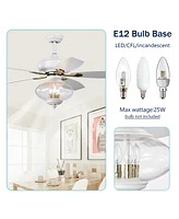 52" Low Profile Ceiling Fan with Remote, Glass Shade - Matte White